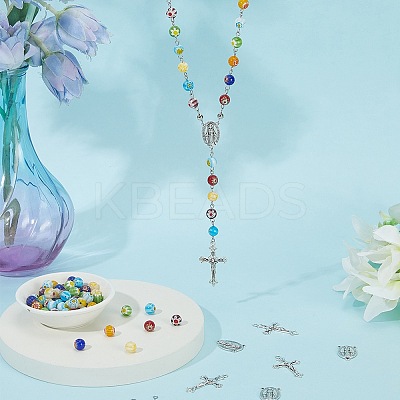 DIY Rosary Bead Jewelry Making Finding Kits DIY-SC0031-64-1