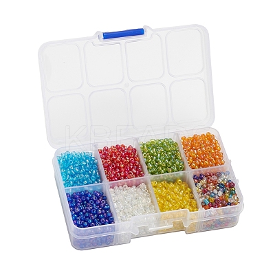 120g 8 Colors Round Glass Seed Beads SEED-YW0001-63-1