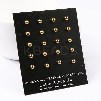 304 Stainless Steel Ball Stud Earrings EJEW-5558-4mm-G-1