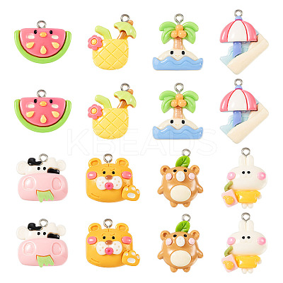 16Pcs 8 Styles Opaque Resin Pendants CRES-TA0001-40-1