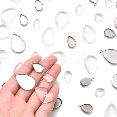 DIY Teardrop 304 Stainless Steel Pendant Making Kits DIY-FS0008-40-1