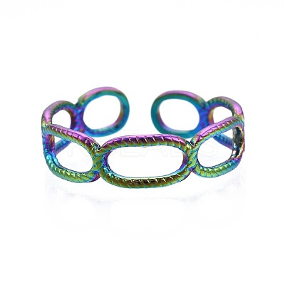 304 Stainless Steel Oval Wrap Cuff Ring RJEW-N038-093-1