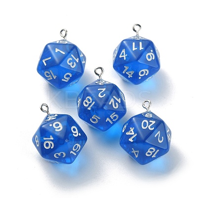Transparent Resin Polyhedral Dice Pendants FIND-TAC0005-21H-1