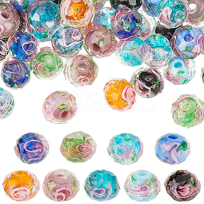 90Pcs 9 Colors Handmade Gold Sand Lampwork Beads LAMP-PH0001-25-1