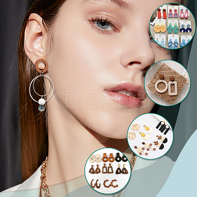 20Pcs 10 Style Walnut Wood Stud Earring Findings MAK-PH0004-32-1