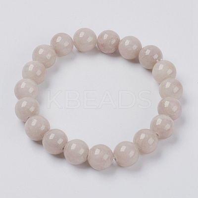Natural Yellow Jade Beaded Stretch Bracelet BJEW-P209-15-6mm-1