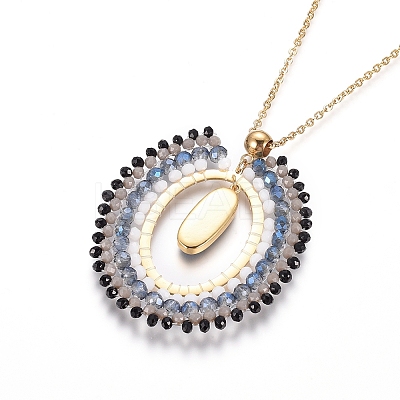 European Bohemian Style Pop Pendant Necklaces NJEW-I233-07G-1