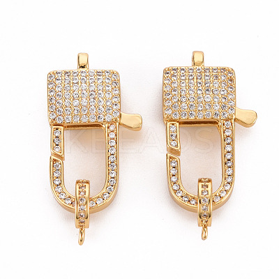 Brass Micro Pave Clear Cubic Zirconia Lobster Claw Clasps ZIRC-S067-069G-NR-1