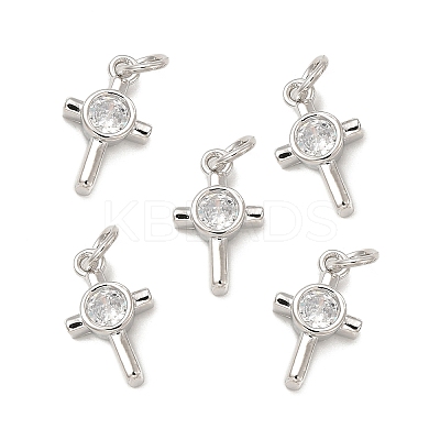 Brass Micro Pave Cubic Zirconia Charms KK-E068-VB239-1