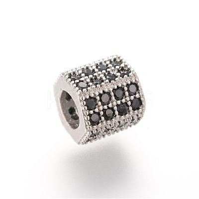 Brass Micro Pave Cubic Zirconia European Beads ZIRC-S053-YS012B-1-1
