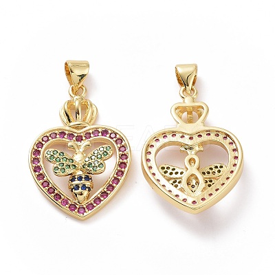 Brass Cubic Zirconia Pendants ZIRC-I062-20G-1