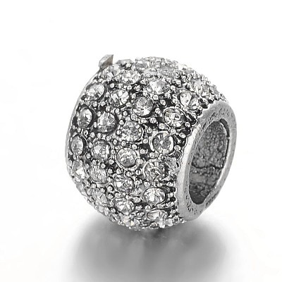 Antique Silver Plated Alloy Rhinestone European Beads X-CPDL-E036-E03-1