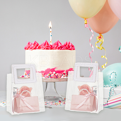 Valentine's Day Rectangle Transparent PVC Storage Bags with Handle ABAG-WH0046-05A-1