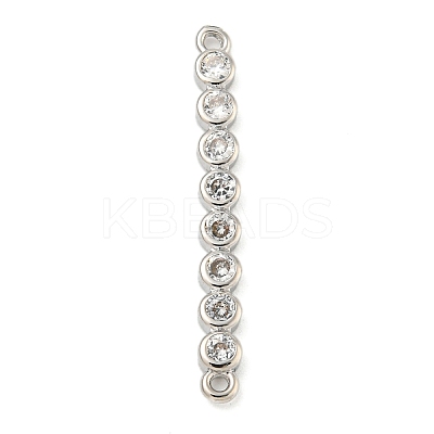 Brass Pave Cubic Zirconia Three Flat Round Links Connector Charms KK-P277-52D-A-1