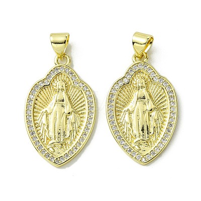 Brass Micro Pave Clear Cubic Zirconia Pendants KK-H472-50A-G-1