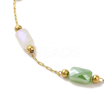 304 Stainless Steel with Glass Necklaces NJEW-B077-09G-1