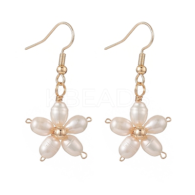 Natural Pearl Flower Dangle Earrings EJEW-JE05207-1
