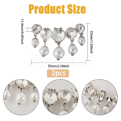 2Pcs Plasic Imitation Pearl & Rhinestone Shoe Decorations FIND-FG0002-55P-1