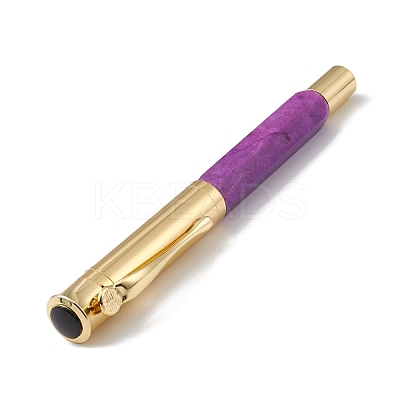Dyed Natural Quartz Brass Pens AJEW-M209-05G-1