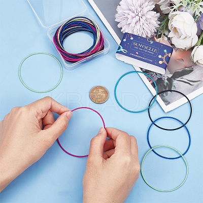 48Pcs 6 Colors Minimalist Spring Chains Stretch Bracelets Set TWIR-SC0001-01-1