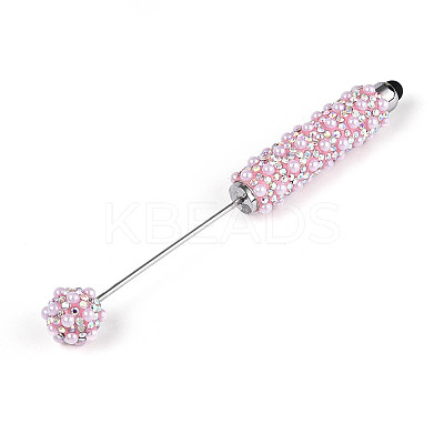 ABS Imitation Pearl & Polymer Clay Pave Rhinestone Touch Screen Stylus AJEW-T013-06G-1