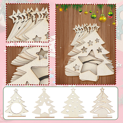 Blank Unfinished Wood Christmas Tree Party Decorations DIY-SP0005-89-1