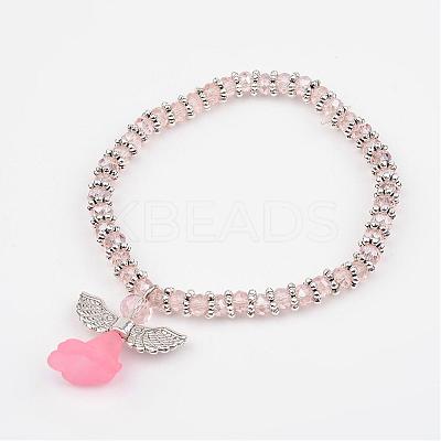 Glass Beaded Charm Bracelets BJEW-JB02309-1