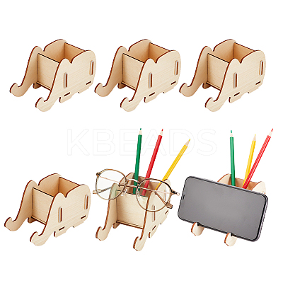 Detachable Elephant Shaped Wood Mobile Phone Holders LS-DIY-WH0297-40-1