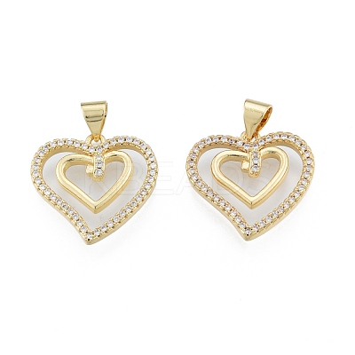 Brass Micro Pave Clear Cubic Zirconia Pendants KK-G431-07G-1