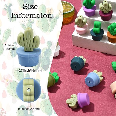 21Pcs 21 Colors Silicone Focal Beads SIL-CJ0002-03-1