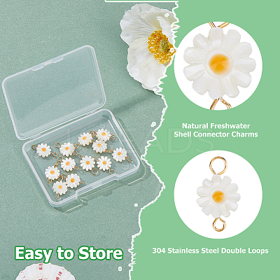 12Pcs Natural Freshwater Shell Flower Connector Charms PALLOY-HS00006-1