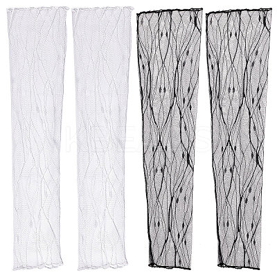 2Pairs 2 Colors Elegant Lightning Bolt Pattern Polyester Lace Arm Sleeves AJEW-CP0001-42-1