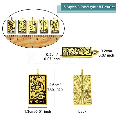 15Pcs 5 Styles Tibetan Style Alloy Pendants TIBEP-YW0001-76AG-1