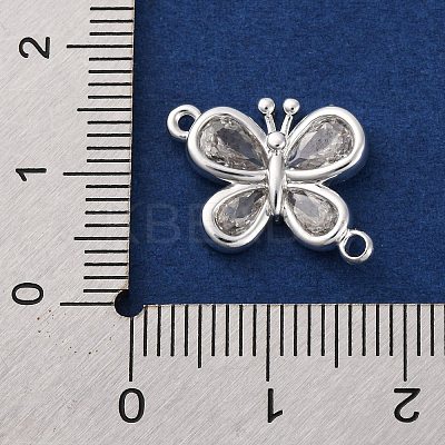 Brass Pave Clear Cubic Zirconia Connector Charms KK-Z066-09S-1