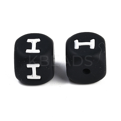 20Pcs Black Cube Letter Silicone Beads 12x12x12mm Square Dice Alphabet Beads with 2mm Hole Spacer Loose Letter Beads for Bracelet Necklace Jewelry Making JX433I-1