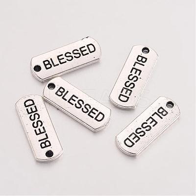 Tibetan Style Alloy Rectangle with Word Blessed Pendants TIBEP-Q043-060-RS-1