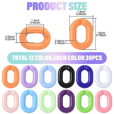 360Pcs 12 Colors Acrylic Linking Rings OACR-YW0002-69-1