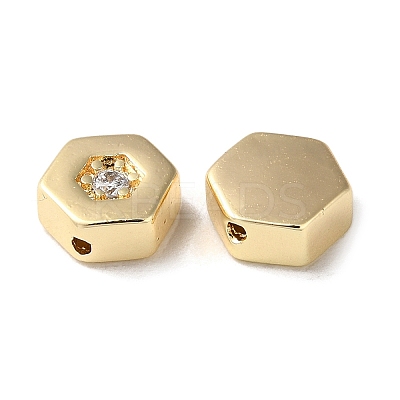 Brass Micro Pave Cubic Zirconia Beads KK-F862-19G-1