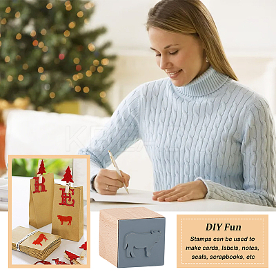 Wooden Stamps with Rubber DIY-WH0002-65B-1