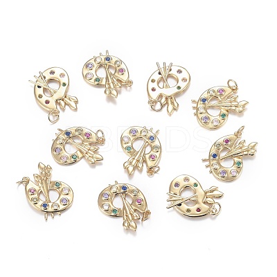 Brass Micro Colorful Cubic Zirconia Pendants ZIRC-F120-051G-1