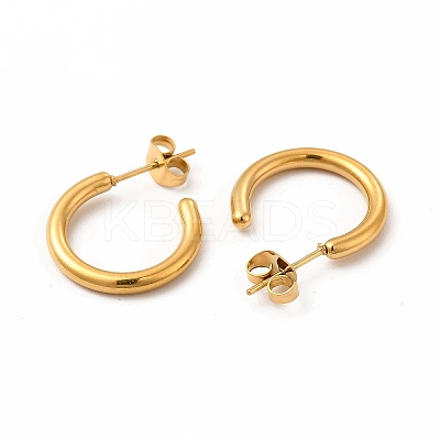 304 Stainless Steel Ring Stud Earrings EJEW-C004-12B-G-1