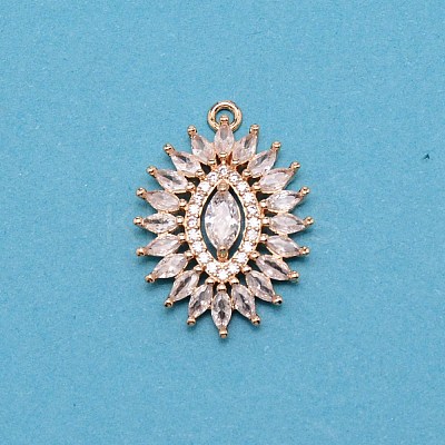 Brass Micro Pave Clear Cubic Zirconia Pendants ZIRC-WH0007-003-1