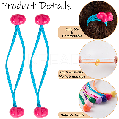 7Pcs 7 Styles Candy Color Acrylic Heart Hair Ties OHAR-CP0001-22B-1