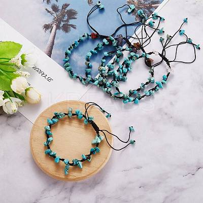 5Pcs 5 Styles Adjustable Braided Nylon Cord Anklets AJEW-SZ0001-63-1