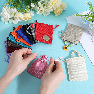 24Pcs 12 Colors Burlap Packing Pouches Drawstring Bags ABAG-BBC0001-09-1