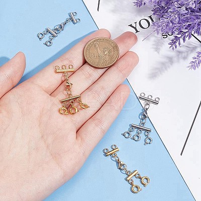 4Pcs 4 Styles Multi-Strand 304 Stainless Steel Lobster Claw Clasps FIND-AB00046-1