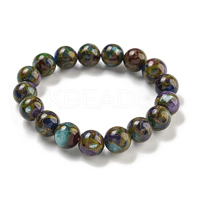 Round Synthetic Gold Clinquant Stone Stretch Bracekets G-P549-02B-03-1