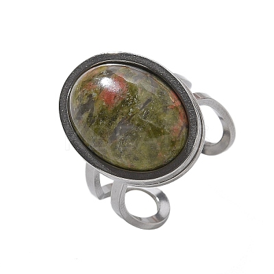 Oval Natural & Synthetic Gemstone Finger Rings RJEW-M062-02P-19-1