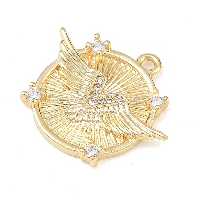Brass Micro Pave Clear Cubic Zirconia Pendants KK-G545-02G-1