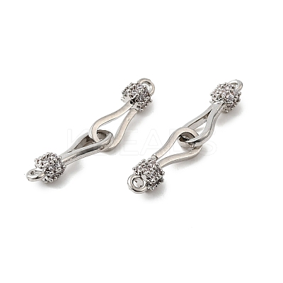 Rack Plating Brass Micro Pave Clear Cubic Zirconia Fold Over Clasps KK-S384-15P-1